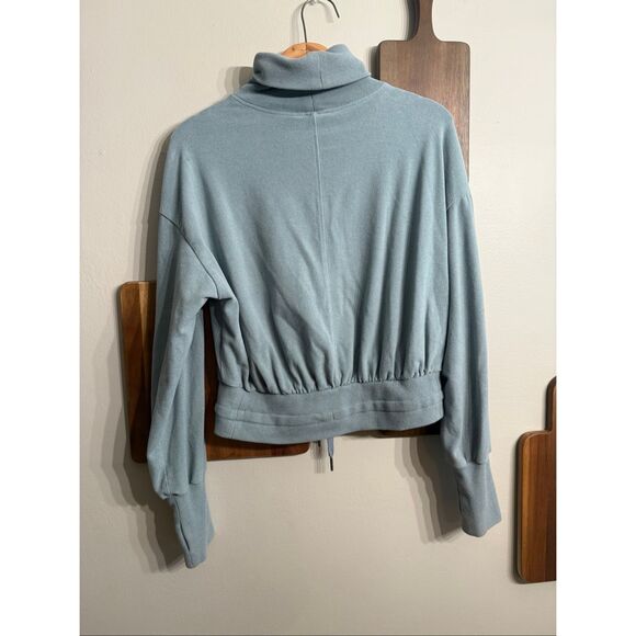 Sweaty Betty Blue Melody Luxe Fleece Funnel Neck Pullover Sweatshirt Size 6 - Picture 2 of 4